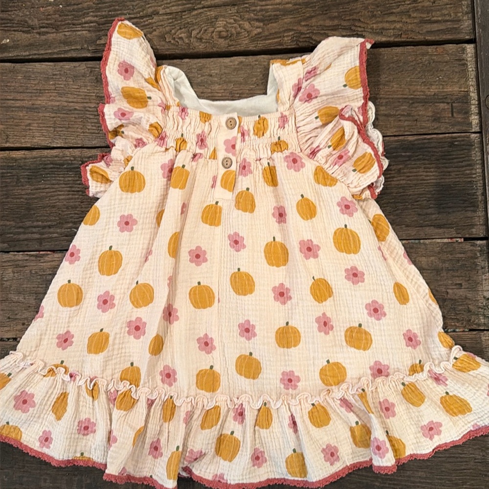Cheeky plum flutter sleeve pumpkin floral 100% cotton 6y